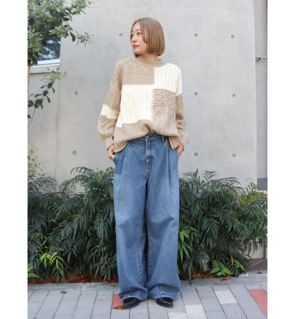 Ungrid「【WEB限定】パッチワークケーブルニット」|ニット・セーター|