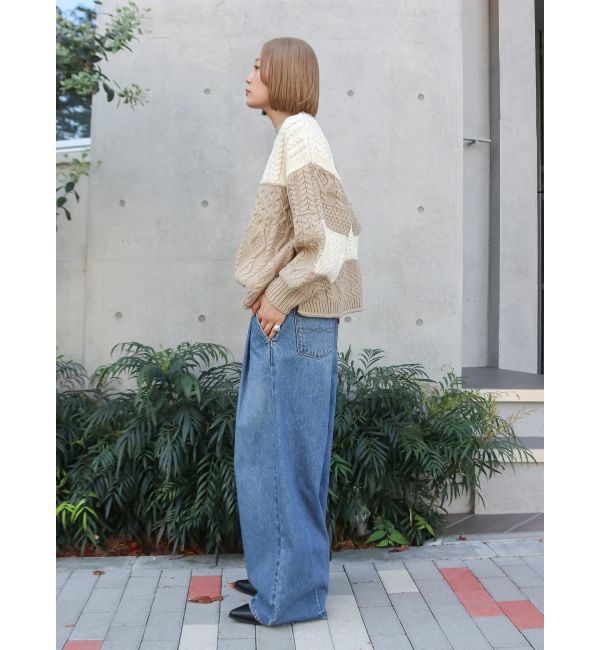 Ungrid「【WEB限定】パッチワークケーブルニット」|ニット・セーター|