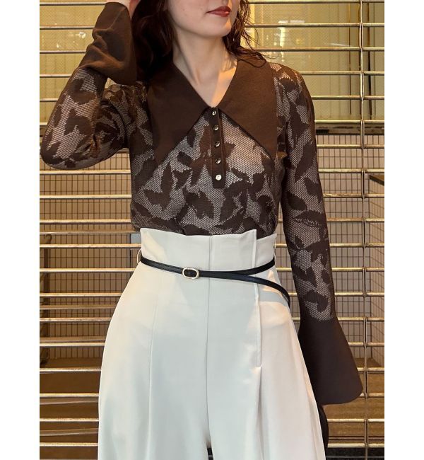 LAGUNAMOON「追加生産【WEB限定】シアージャガードビッグカラーニットプル」|ニット・セーター|