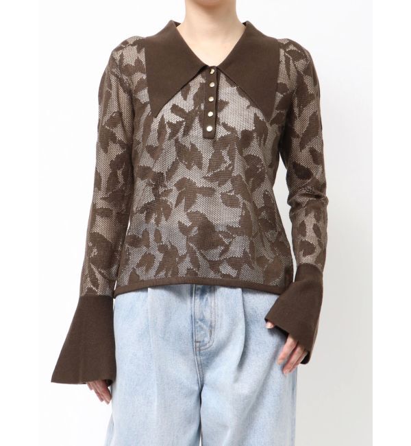 LAGUNAMOON「追加生産【WEB限定】シアージャガードビッグカラーニットプル」|ニット・セーター|