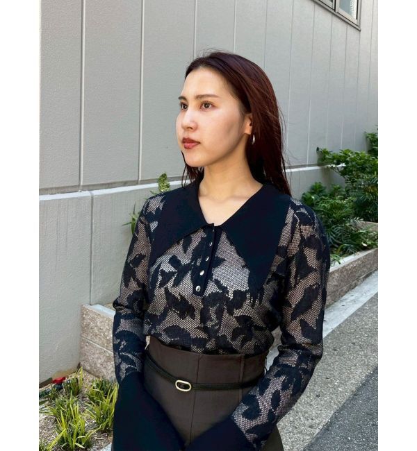 LAGUNAMOON「追加生産【WEB限定】シアージャガードビッグカラーニットプル」|ニット・セーター|