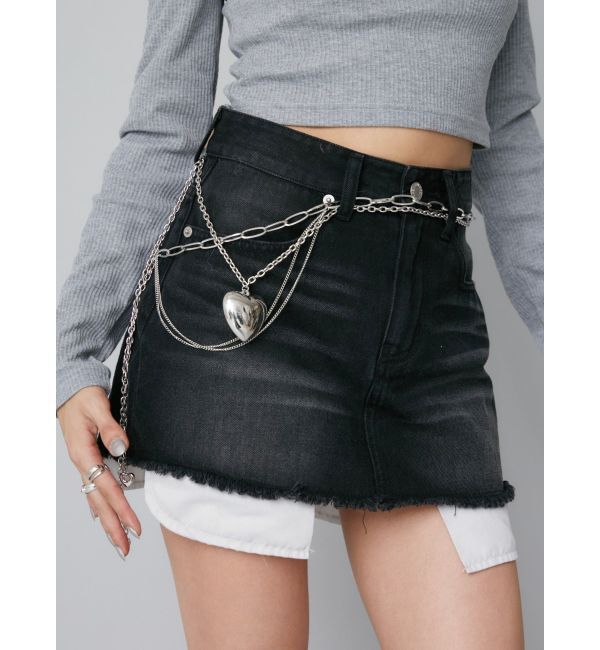 EVRIS「ポケットデニムミニスカート」|スカート|ブラック