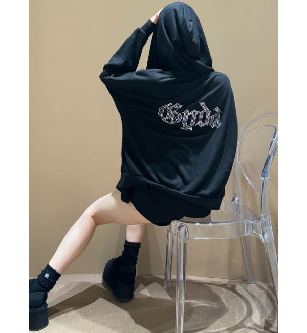 GYDA「BACK GYDAラインストーンラメパーカー」|カーディガン|