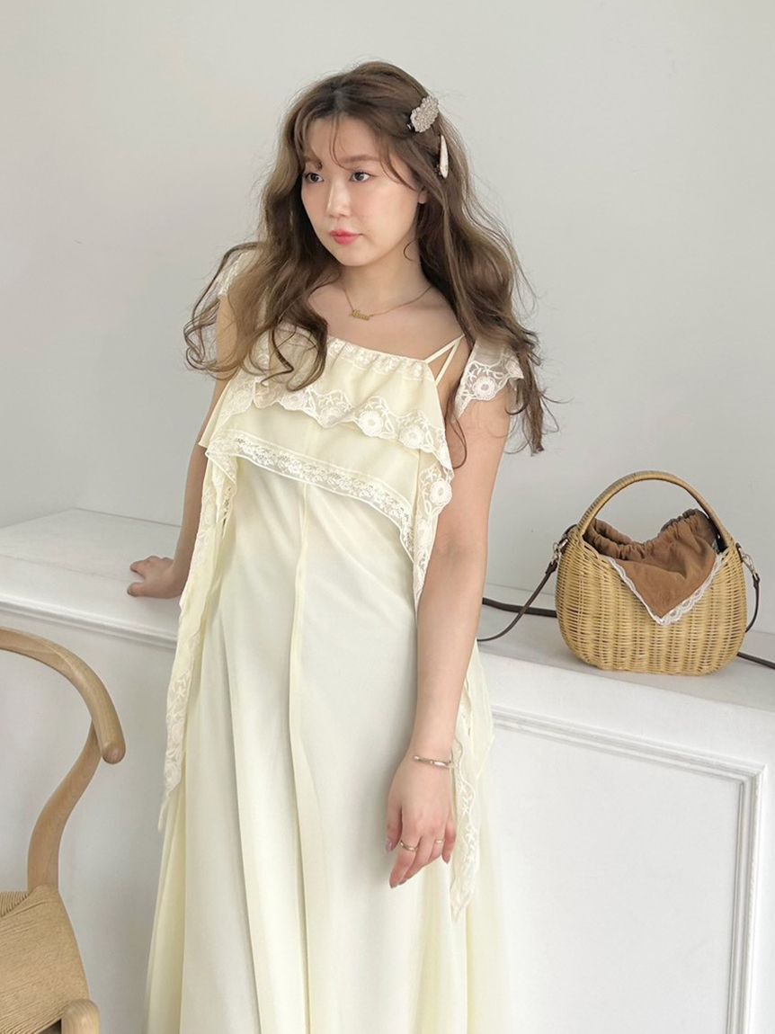 SNIDEL「シルキーシフォンレースキャミワンピース」|ワンピース|