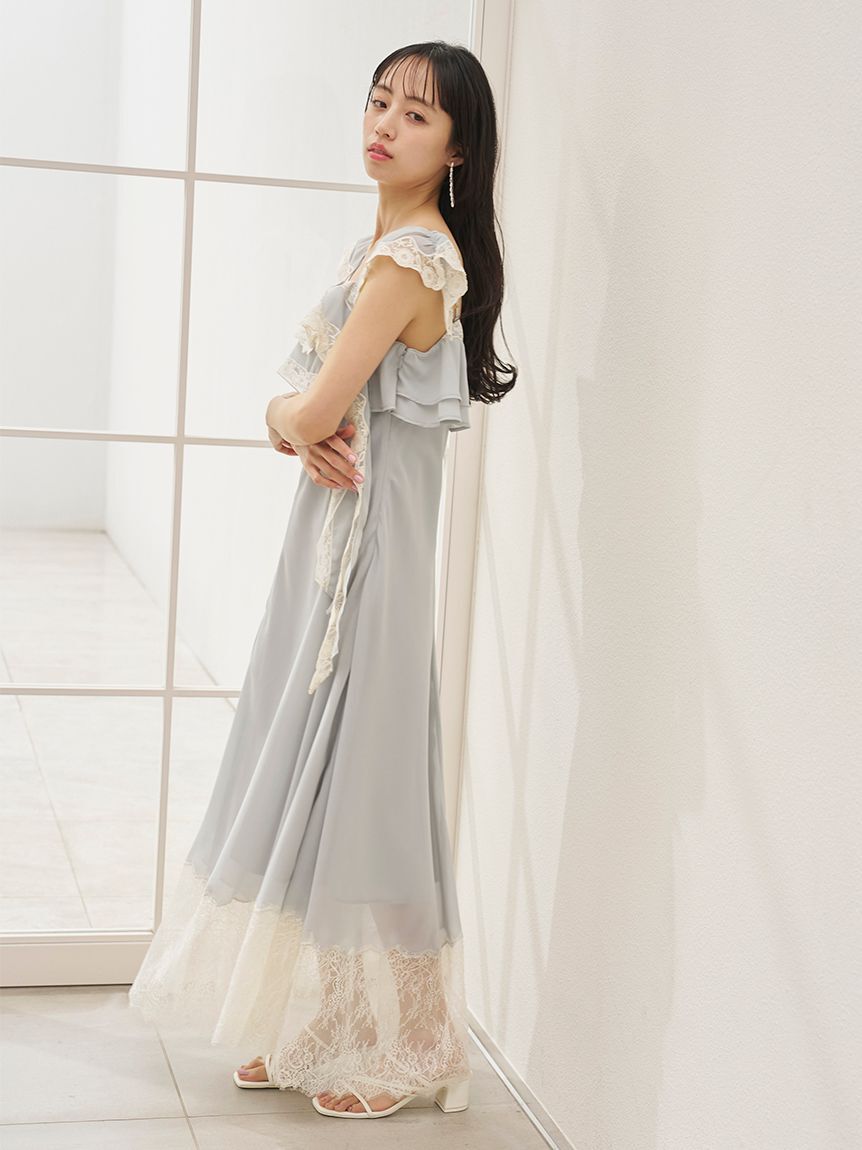 SNIDEL「シルキーシフォンレースキャミワンピース」|ワンピース|