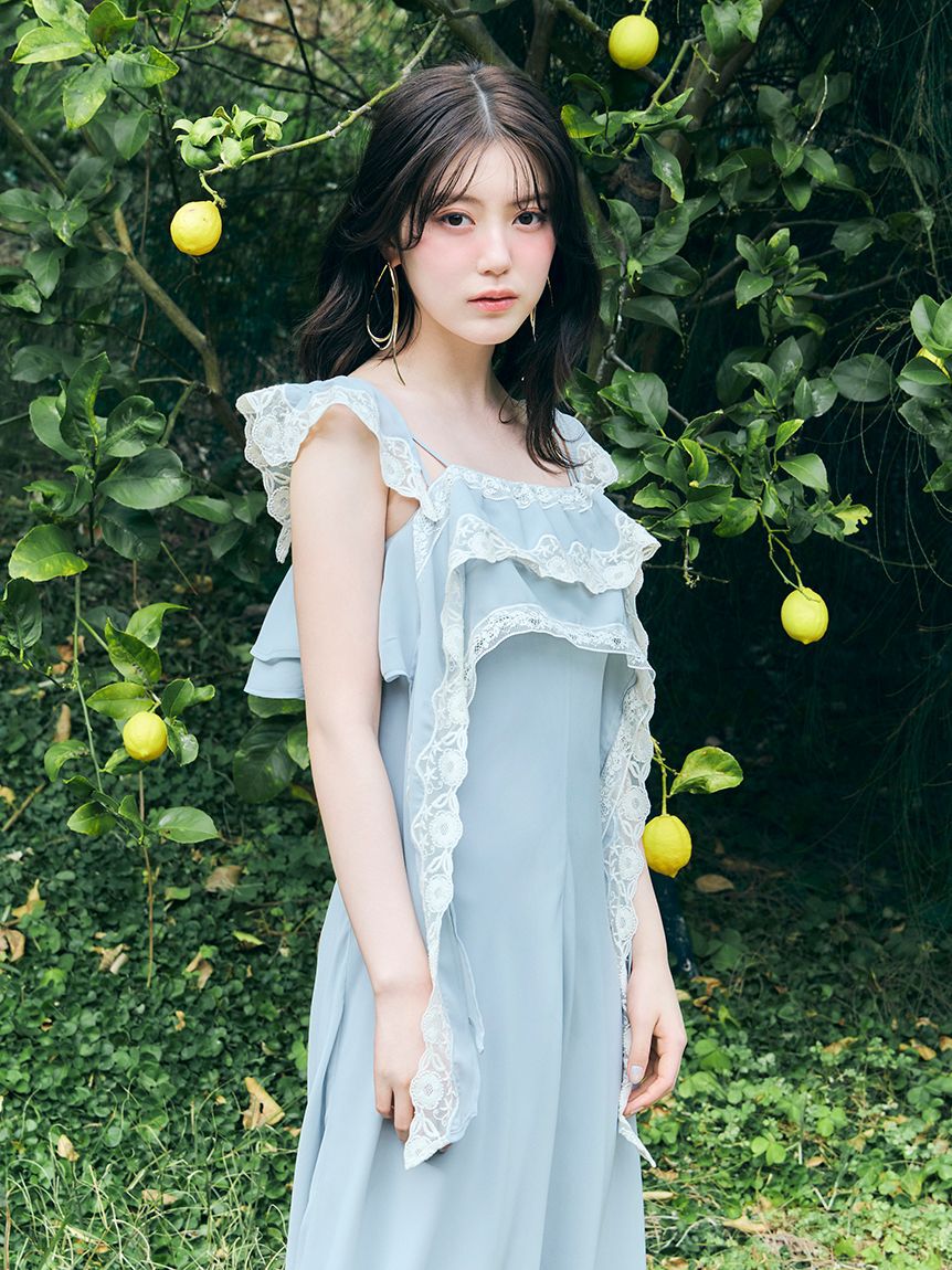 SNIDEL「シルキーシフォンレースキャミワンピース」|ワンピース|