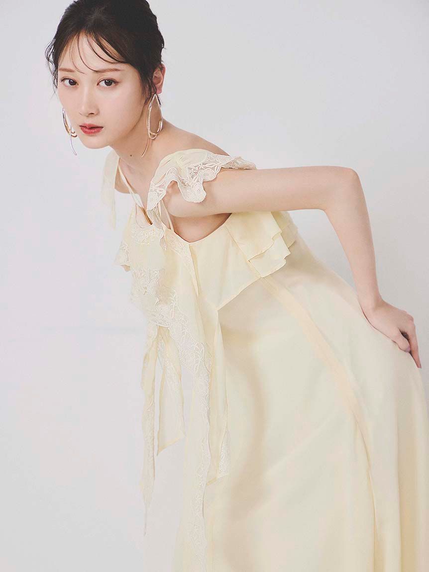 SNIDEL「シルキーシフォンレースキャミワンピース」|ワンピース|