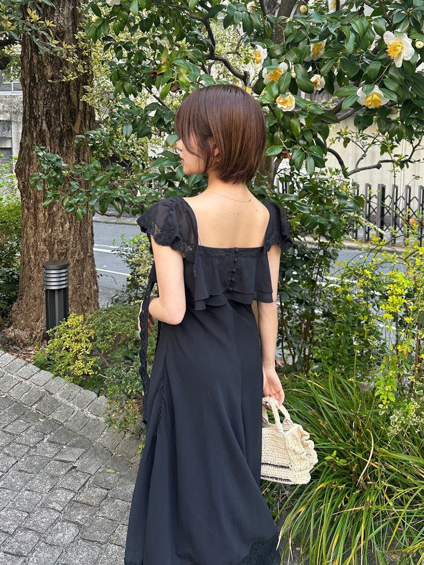 SNIDEL「シルキーシフォンレースキャミワンピース」|ワンピース|