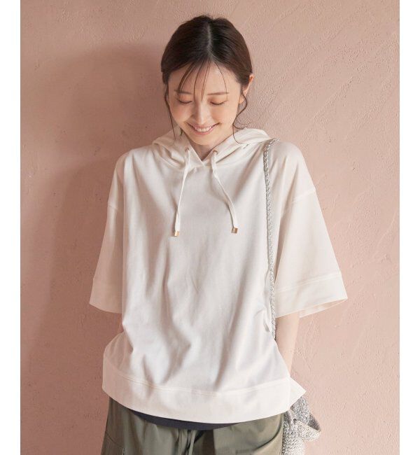 ikka「コットンUSA鹿の子パーカー」|パーカー|オフホワイト