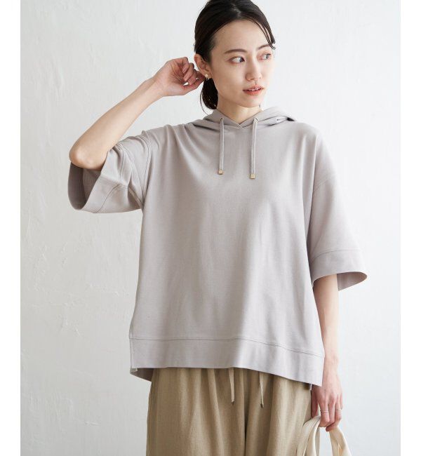 ikka「コットンUSA鹿の子パーカー」|パーカー|ライトグレイ