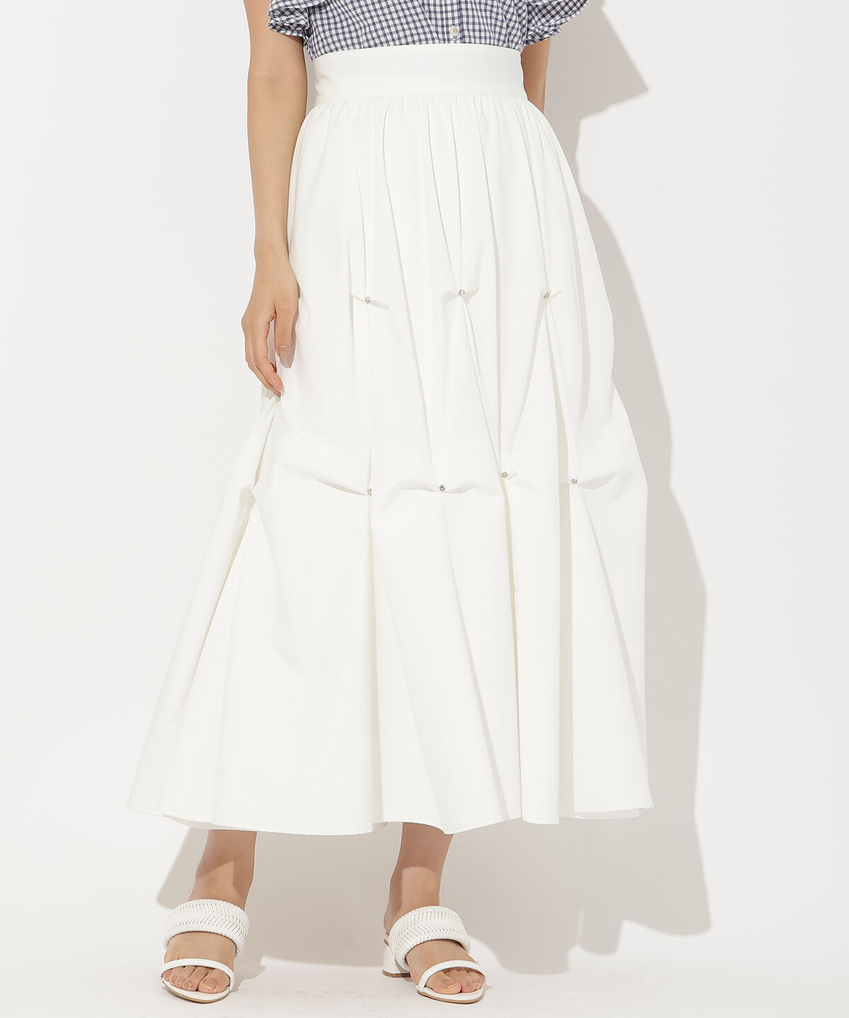 アンドクチュール「ビジューバルーンティアードスカート」|フレア|