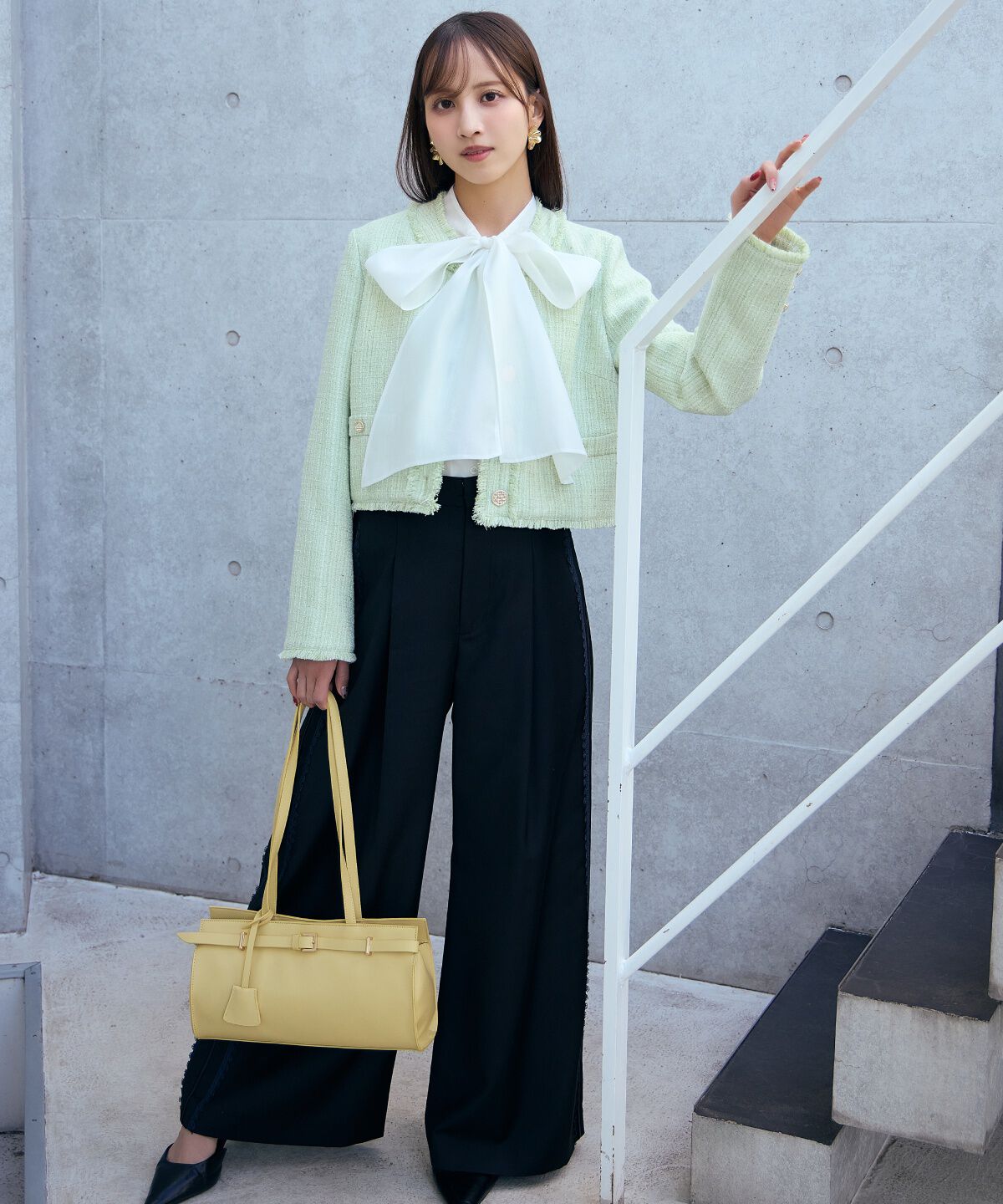 アンドクチュール「ツイードジャケット」|ノーカラージャケット|