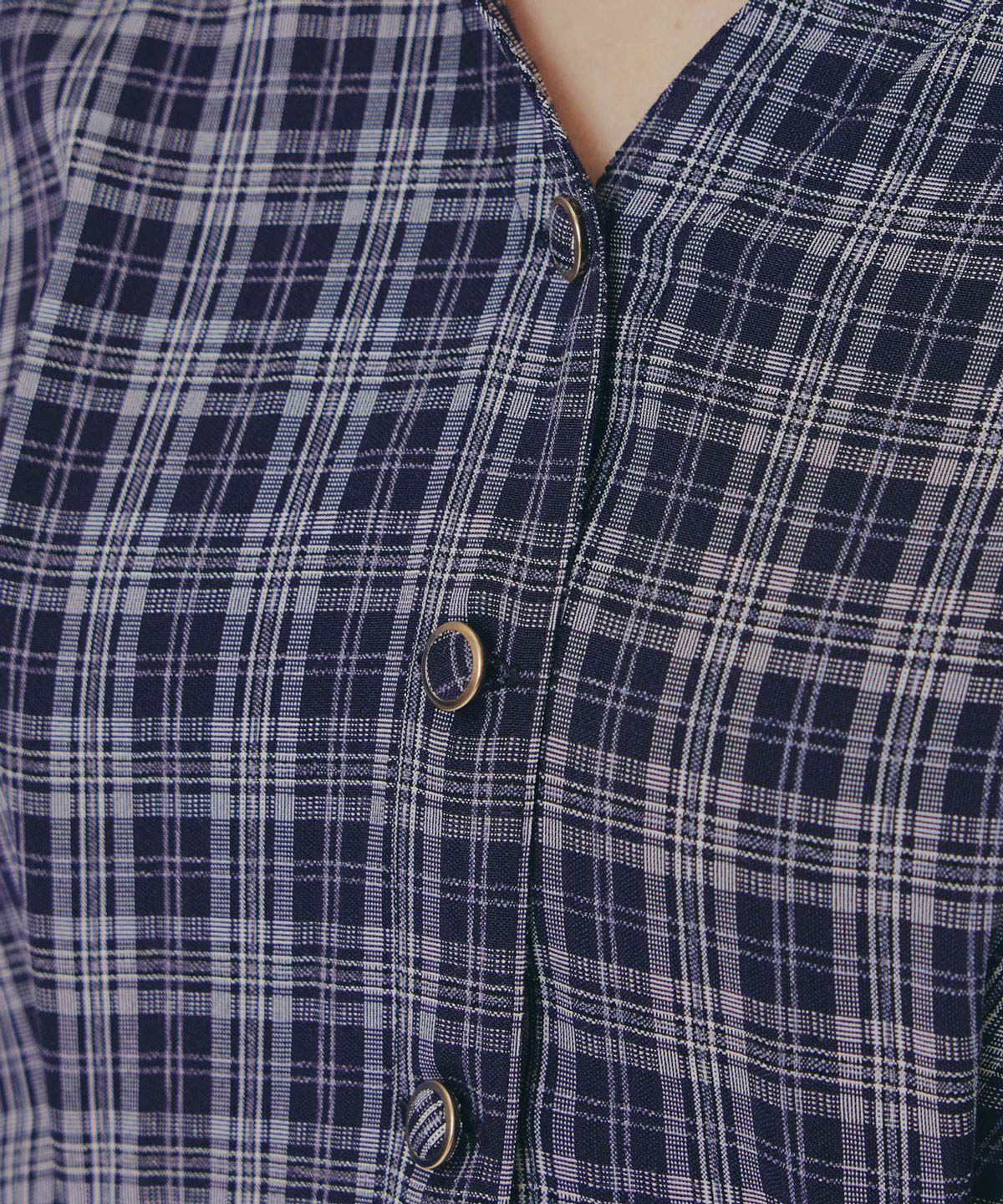 REDYAZEL「チェックバイカラーウエストベルトシャツワンピース」|ワンピース|