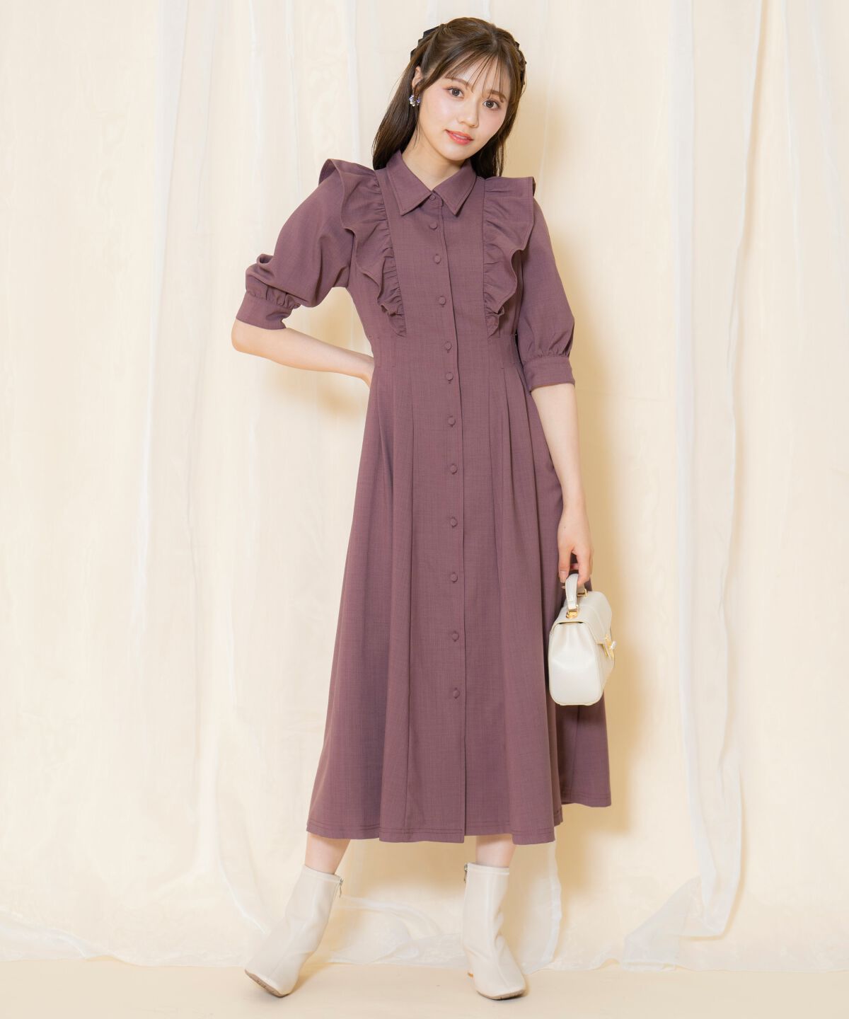 WILLSELECTION「タックウエストフリルシャツワンピース」|ワンピース|