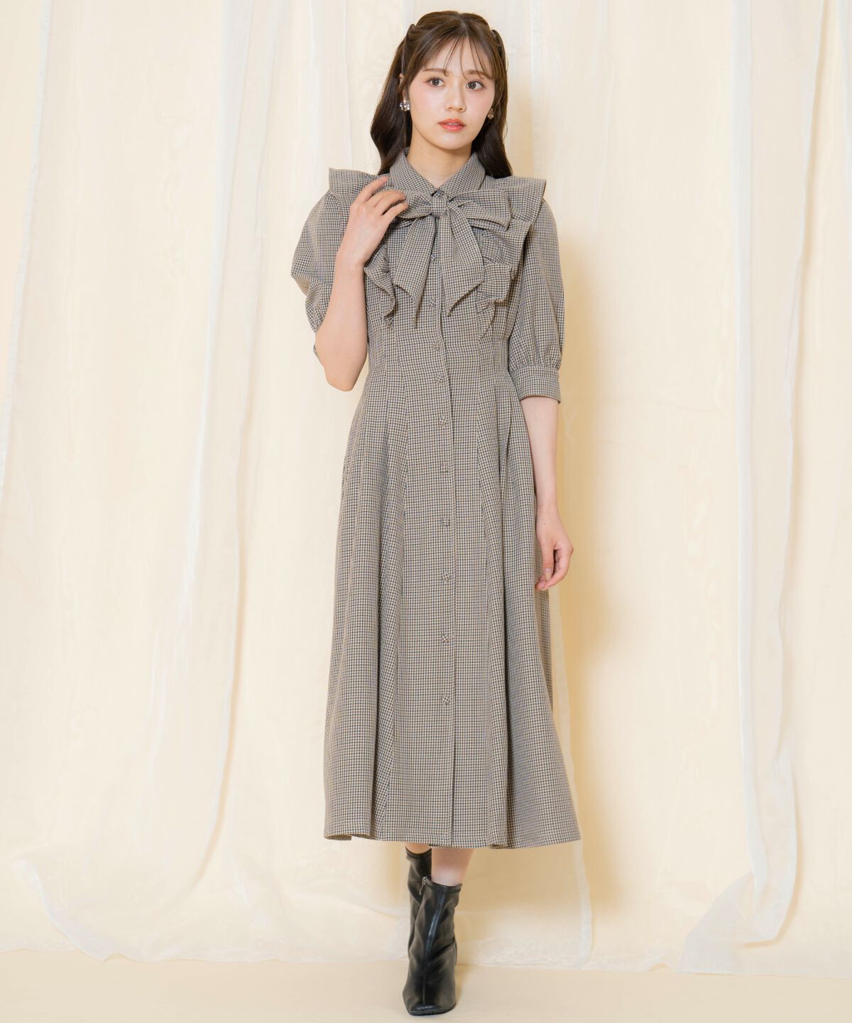 WILLSELECTION「タックウエストフリルシャツワンピース」|ワンピース|