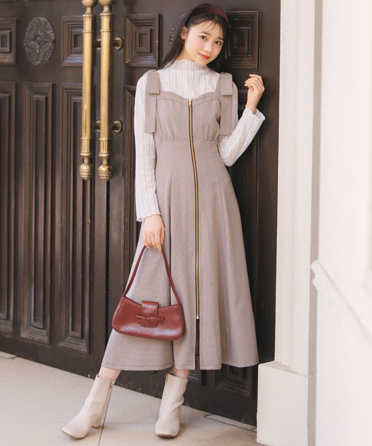 WILLSELECTION「ショルダーリボンフロントZIPワンピース」|ワンピース|