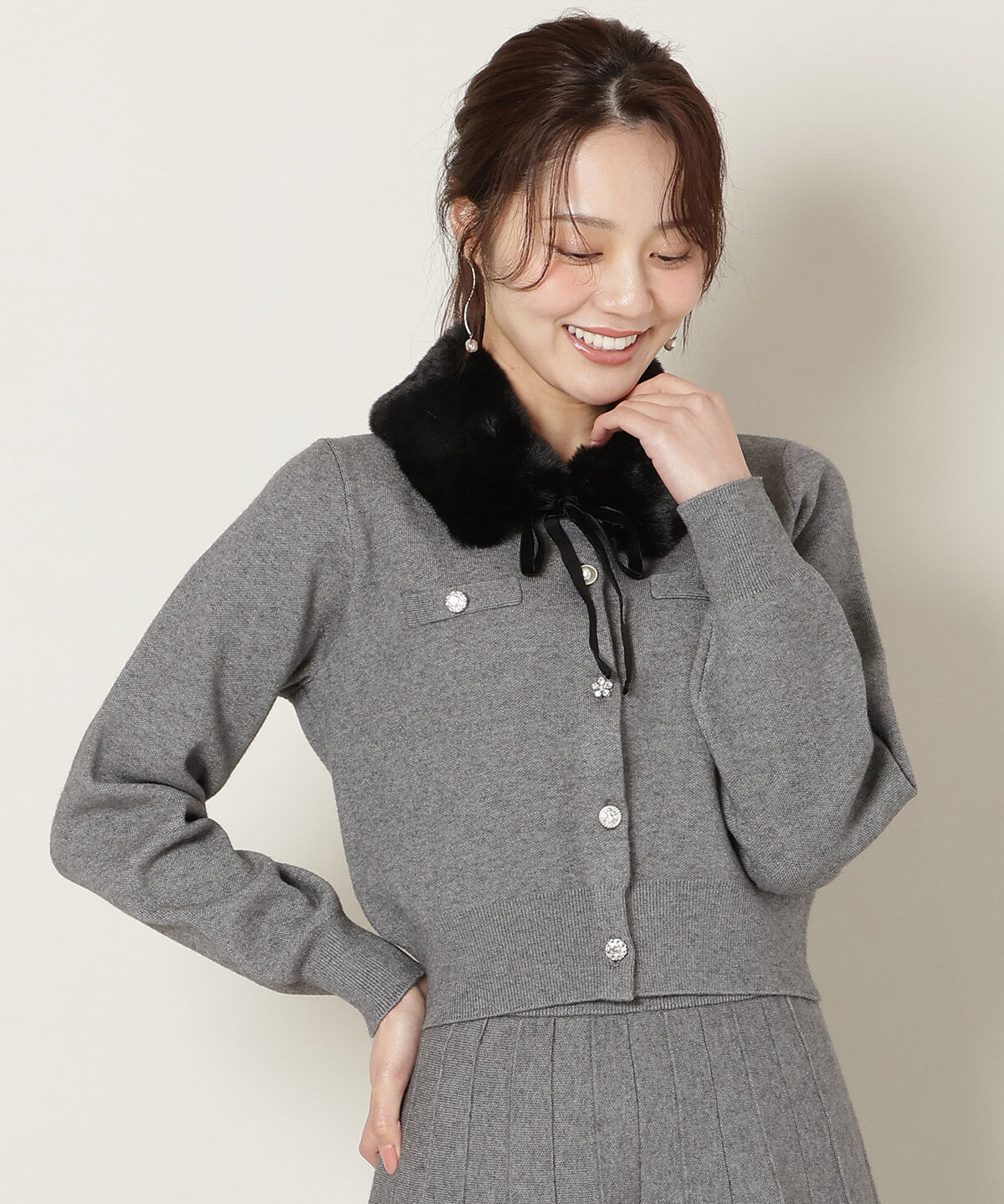 WILLSELECTION「ファーティペット付きニットSETUP」|ワンピース|