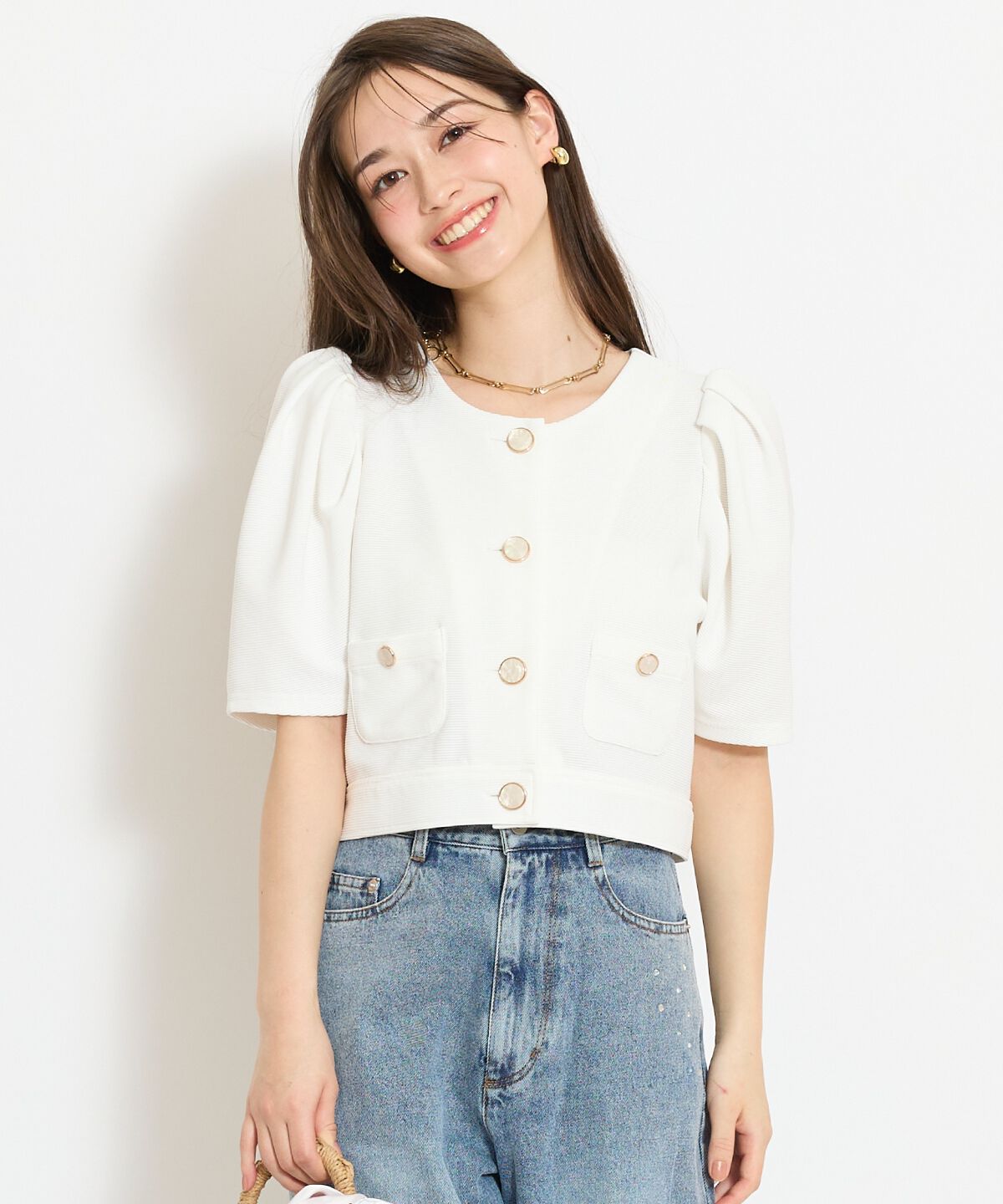 WILLSELECTION「ノーカラーポンチジャケット」|ノーカラージャケット|