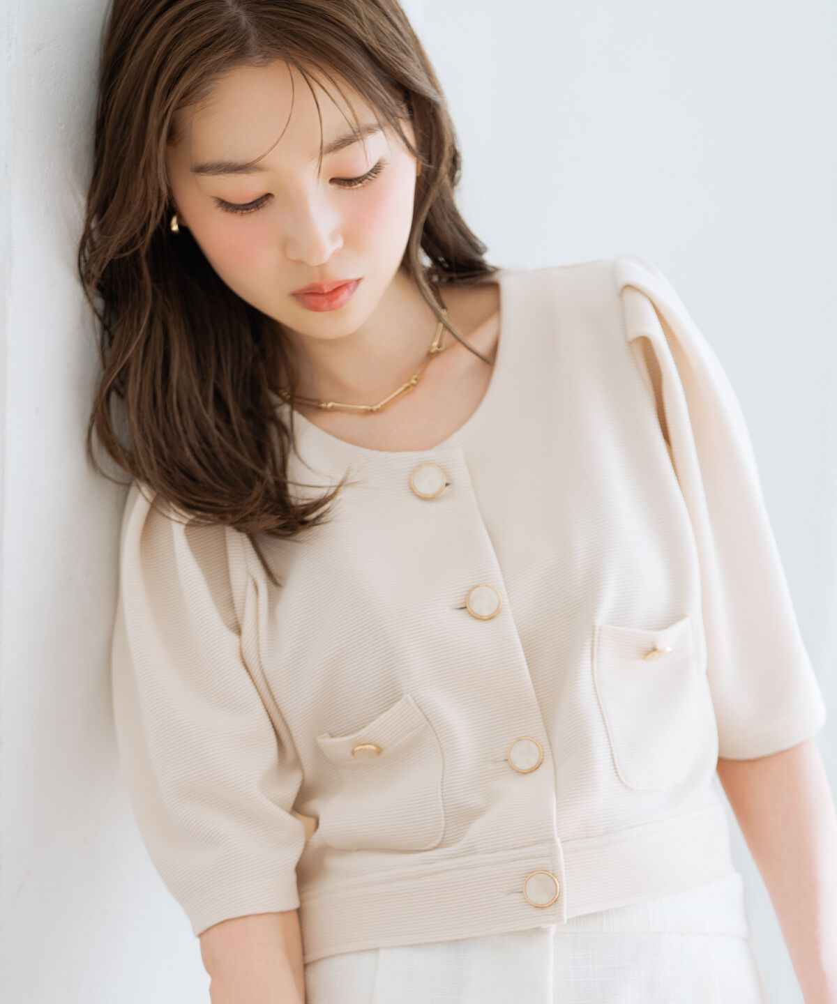 WILLSELECTION「ノーカラーポンチジャケット」|ノーカラージャケット|