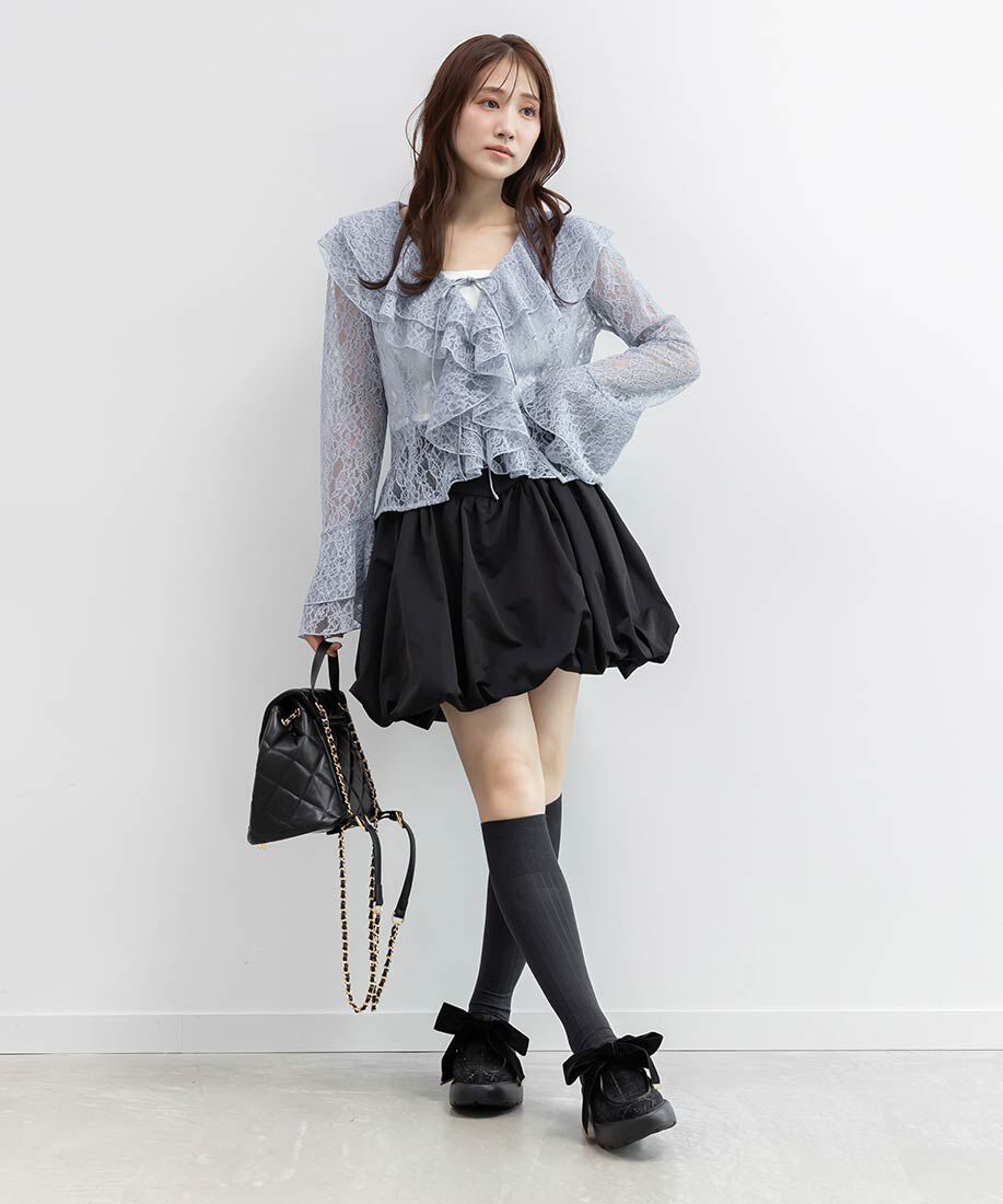  「ベロアリボンボリュームソールシューズ」|ローファー|