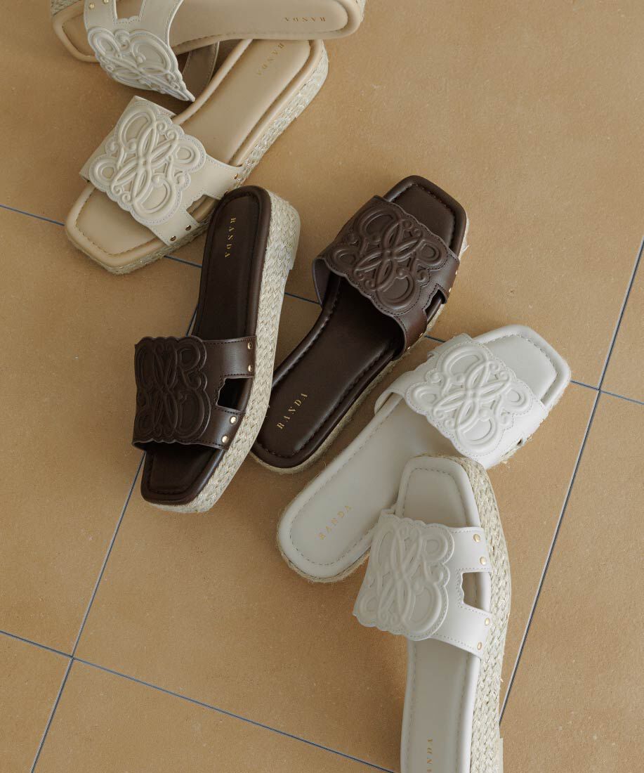  「エンボスモノグラムジュートサンダル」|パンプス|