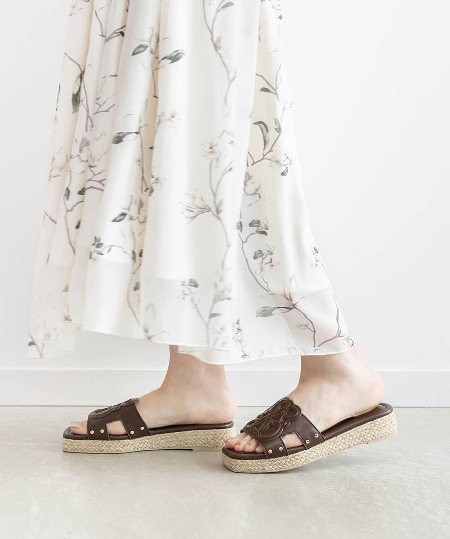  「エンボスモノグラムジュートサンダル」|パンプス|