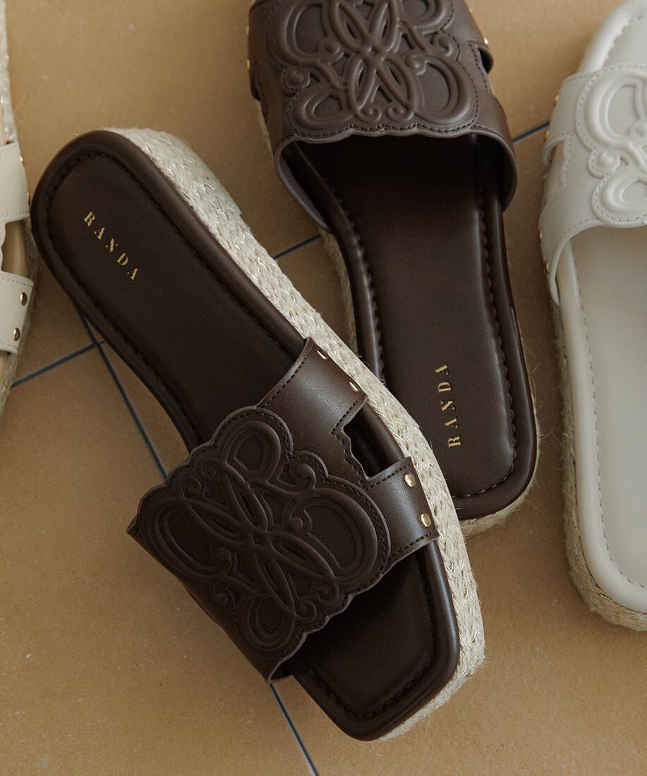  「エンボスモノグラムジュートサンダル」|パンプス|