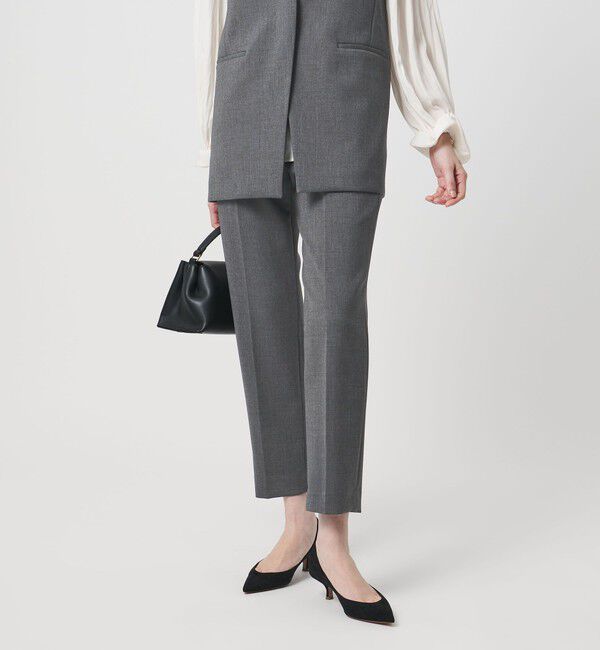 UNITED ARROWS「ダブルクロス スリムパンツ ‐ストレッチ ウォッシャブル‐」|スラックス|DK.GRAY