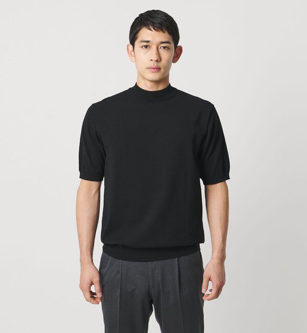 UNITED ARROWS「ショートスリーブ モックネック ニットTシャツ UA COZY ウォッシャブル 抗菌防臭」|Tシャツ・カットソー|