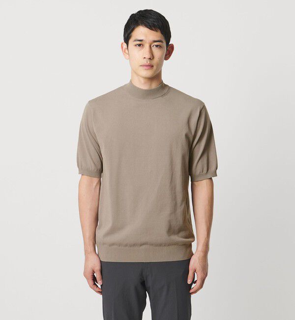 UNITED ARROWS「ショートスリーブ モックネック ニットTシャツ UA COZY ウォッシャブル 抗菌防臭」|Tシャツ・カットソー|