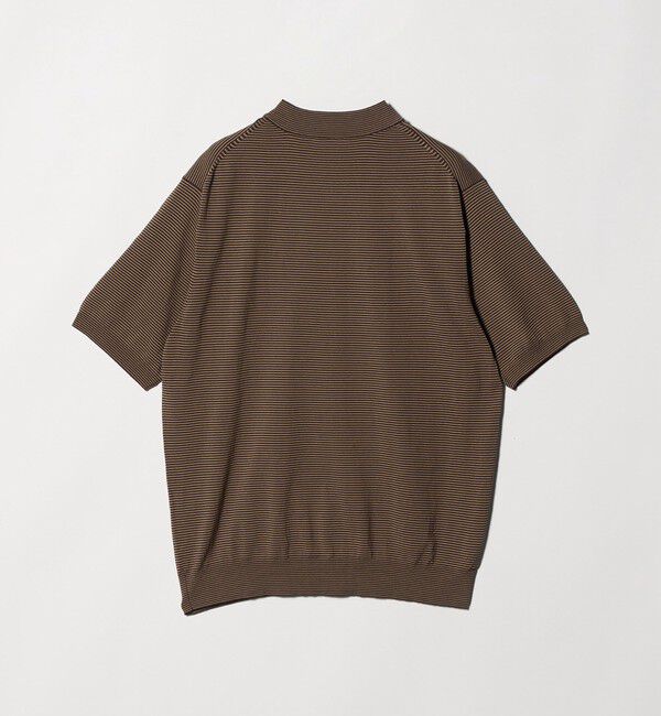 UNITED ARROWS「ショートスリーブ ボーダー モックネック ニットTシャツ UA COZY ウォッシャブル 抗菌防臭」|Tシャツ・カットソー|