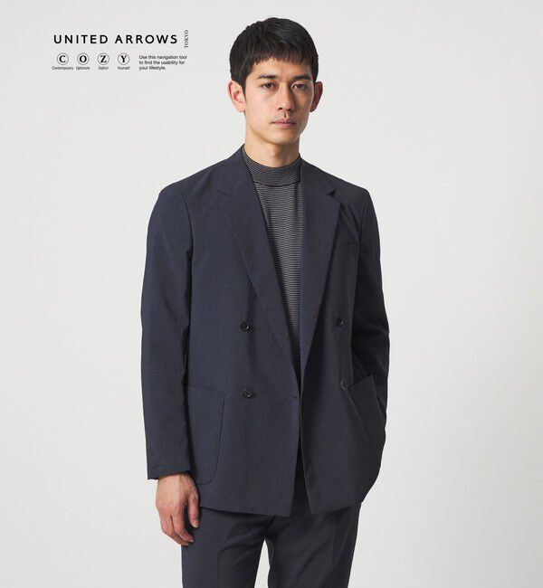 UNITED ARROWS「ポリエステル T＆T ダブル 4ボタン テーラードジャケット UA COZY ウォッシャブル ヨコストレッチ」|テーラードジャケット|NAVY