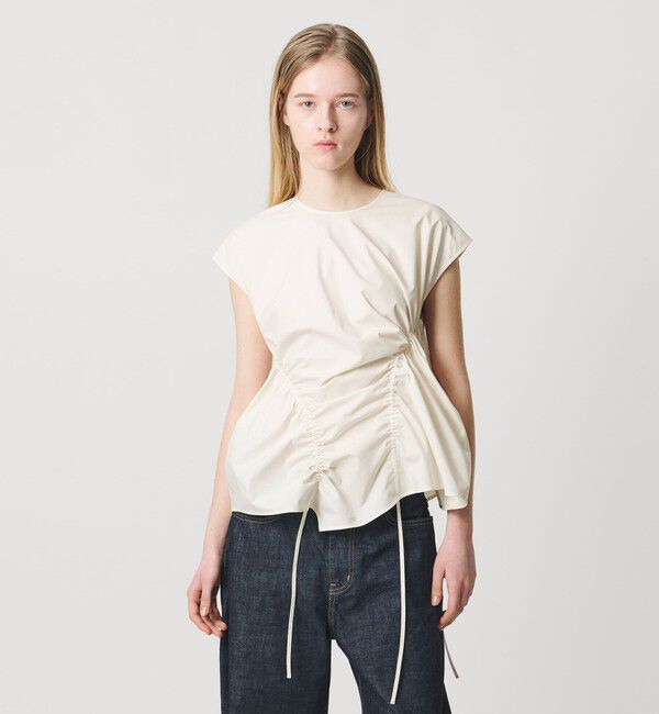 AEWEN MATOPH「＜AEWEN MATOPH＞イレギュラーギャザーブラウス ウォッシャブル」|シャツ・ブラウス|OFF WHITE