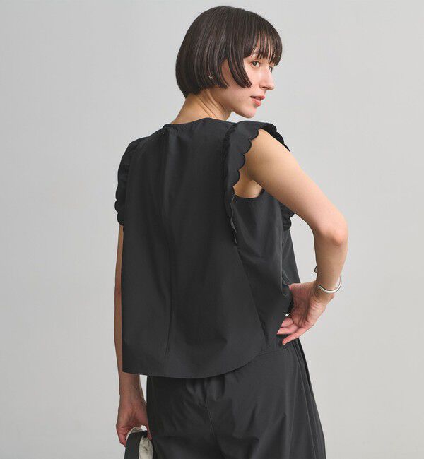 UNITED ARROWS「スカラップ フリル オールインワン パンツ ‐はっ水 UVカット 防しわ ウォッシャブル‐」|オールインワン|