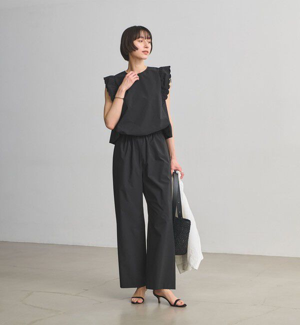 UNITED ARROWS「スカラップ フリル オールインワン パンツ ‐はっ水 UVカット 防しわ ウォッシャブル‐」|オールインワン|