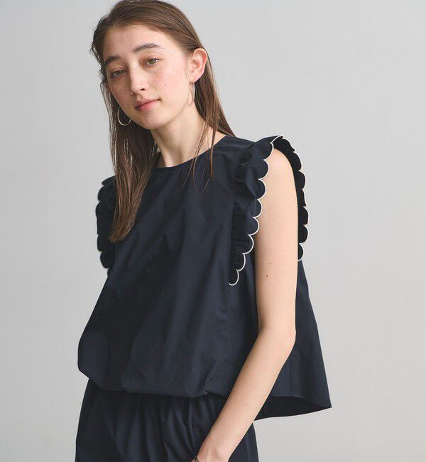 UNITED ARROWS「スカラップ フリル オールインワン パンツ ‐はっ水 UVカット 防しわ ウォッシャブル‐」|オールインワン|