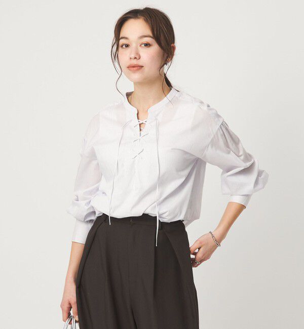 UNITED ARROWS green label relaxing「レースアップ ブラウス」|シャツ・ブラウス|OFF WHITE