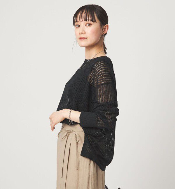 UNITED ARROWS green label relaxing「フレンチリネン メッシュ プルオーバー ニット」|ニット・セーター|