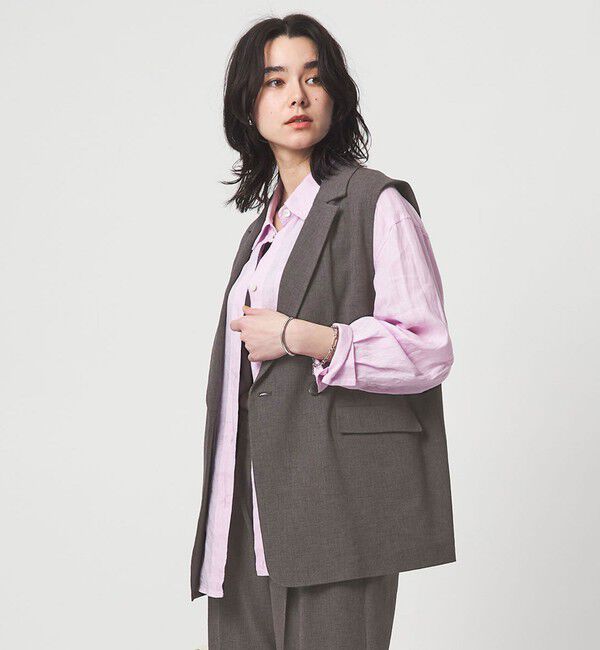 UNITED ARROWS green label relaxing「ラスティック ツイル ジレ マシンウォッシャブル ストレッチ UVカット 吸水速乾」|ベスト・ジレ|