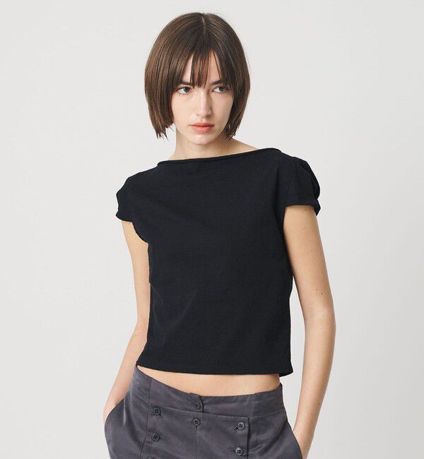 ATTISESSION「＜ATTISESSION＞コットン カップスリーブ Tシャツ」|Tシャツ・カットソー|BLACK