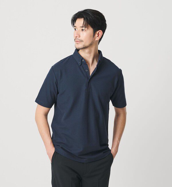 BEAUTY&YOUTH UNITED ARROWS「【WEB限定 WARDROBE SMART】ステイ クリーン ピケ BD ポロシャツ【抗菌防臭】」|ポロシャツ|NAVY