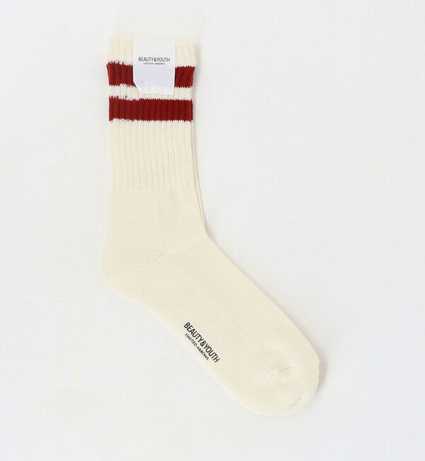 BEAUTY&YOUTH UNITED ARROWS「2ライン パイル クルー ソックス」|ソックス|NATURAL