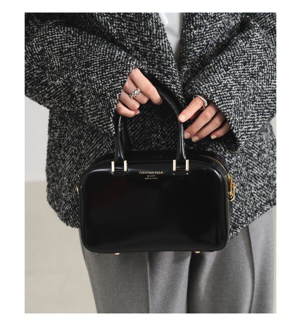 Demi-Luxe BEAMS 「CHRISTIAN VILLA / スクエア ボストン バッグS」|トートバッグ|BLACK