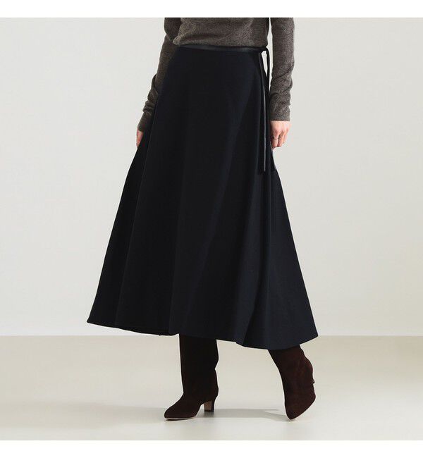 Demi-Luxe BEAMS 「	AK+1 / ウール ソリッド フレアスカート」|スカート|NAVY