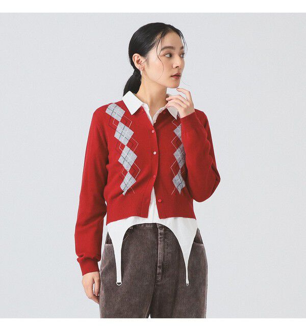 Ray BEAMS 「アーガイル クルーネック カーディガン」|カーディガン|