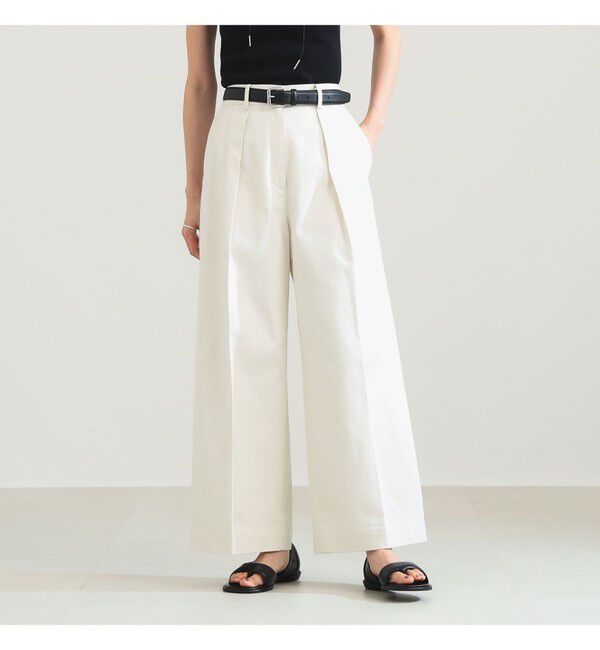 Demi-Luxe BEAMS 「タック チノ ワイドパンツ」|チノ|OFF WHITE