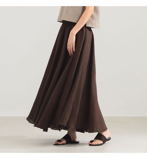 Demi-Luxe BEAMS 「AK+1 / リネン マキシスカート」|スカート|DARK.BROWN