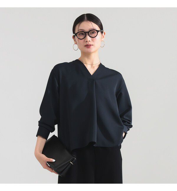 Demi-Luxe BEAMS 「ストレッチ サテン ブラウス」|シャツ・ブラウス|NAVY
