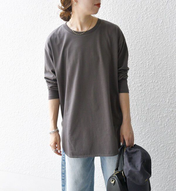 SHIPS any「SHIPS any:〈吸水速乾〉ラウンドヘム ロングスリーブ ワイド TEE」|Tシャツ・カットソー|
