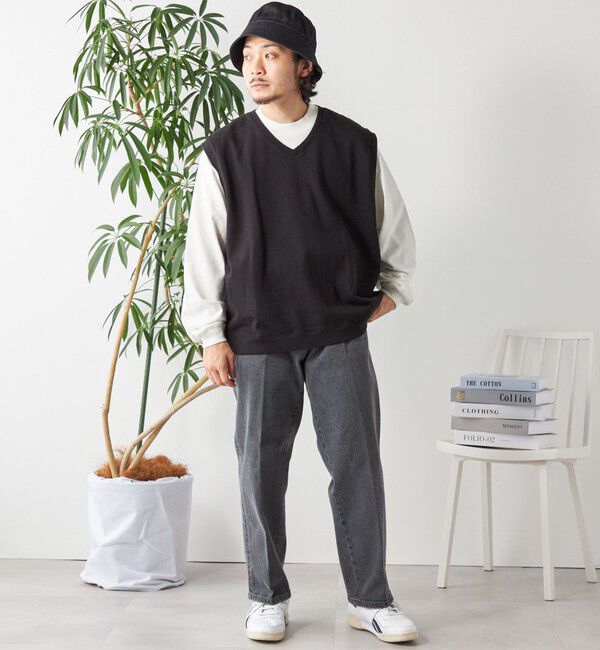 SHIPS any「SHIPS any: COTTON USA ガーメントダイ スウェット Vネック ベスト◇」|ベスト・ジレ|